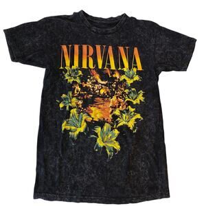 Nirvana Heart Shaped Box Mineral Wash Graphic T-Shirt Black Small